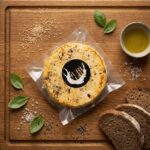 Keptas sūris su sezamo sėklom ir bazilikais