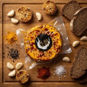 Rūkytos paprikos ir česnako keptas sūris