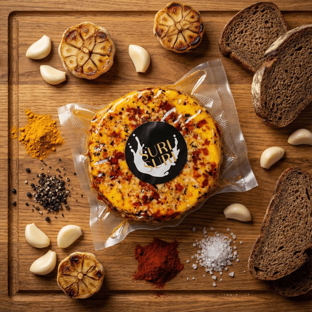 Rūkytos paprikos ir česnako keptas sūris